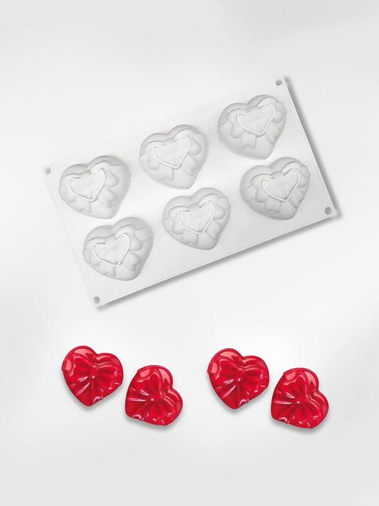 Moule coeur en silicone  Petits Noeuds Rouges