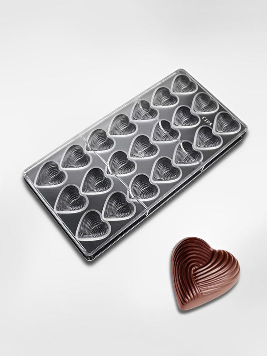 Moule à chocolats en polycarbonate  Coeurs Striés